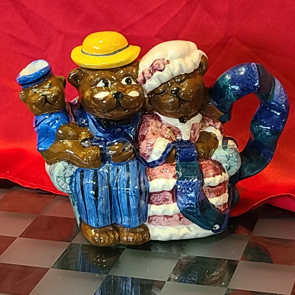 Glazed Ceramic Three Bears Teapot